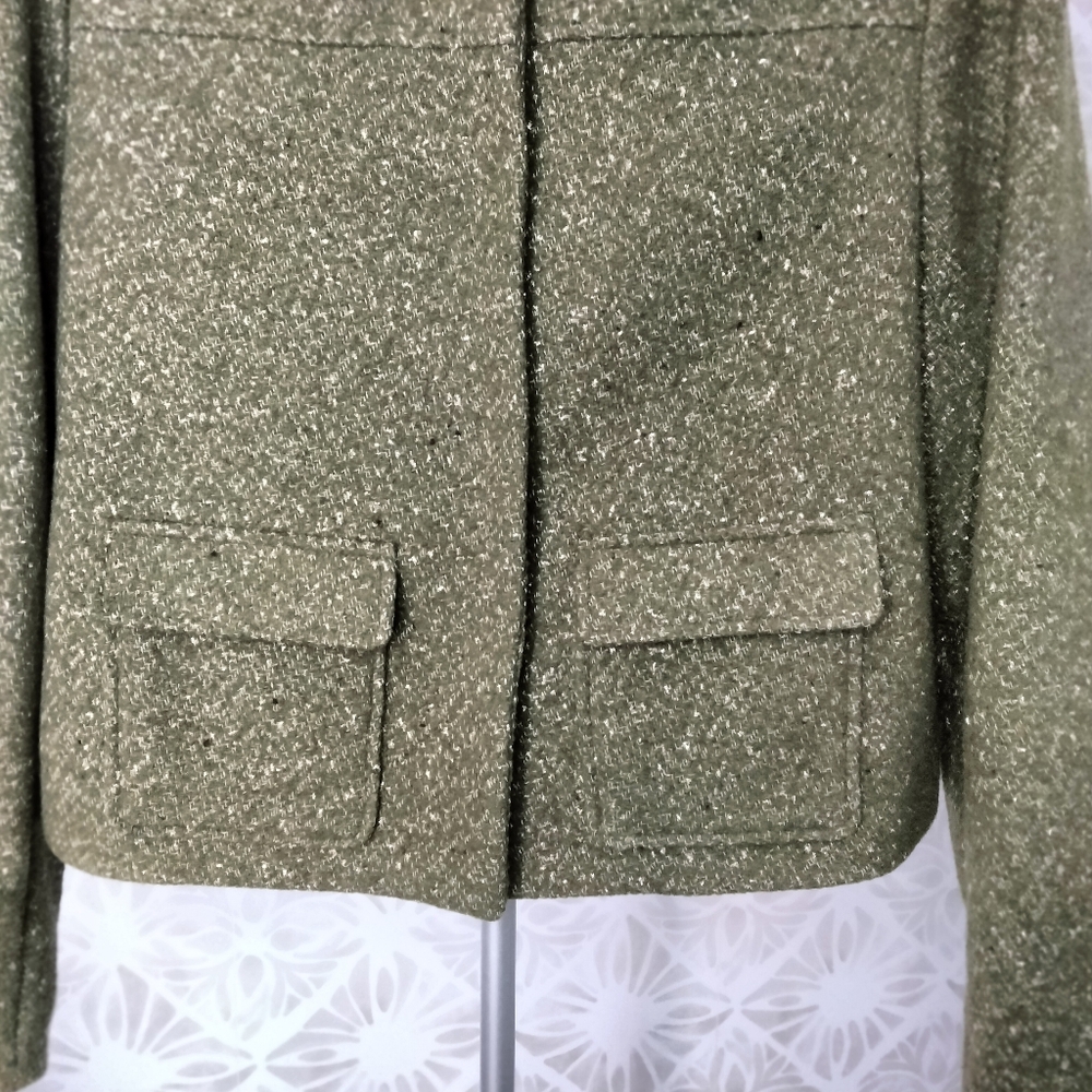 a new day Women's Blazer Olive Green Tweed Jacket Cropped - Picture 3 of 9